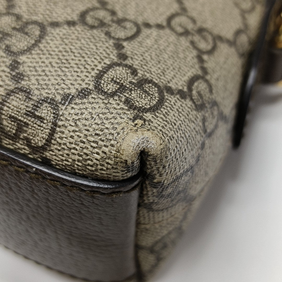 Ophidia Small Monogram Coated Canvas Beige