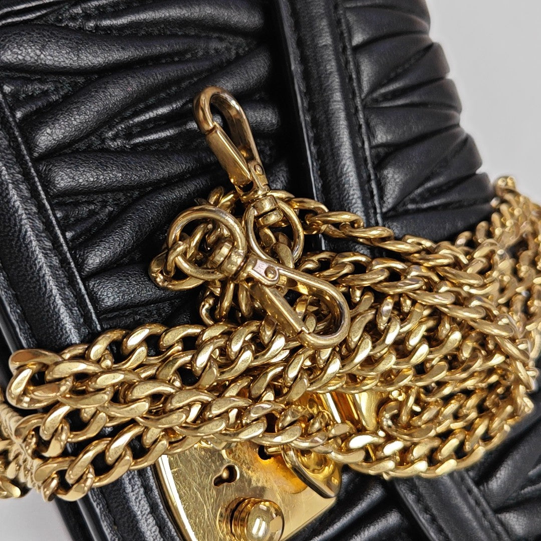 Miu Confidential Quilted Lambskin Black