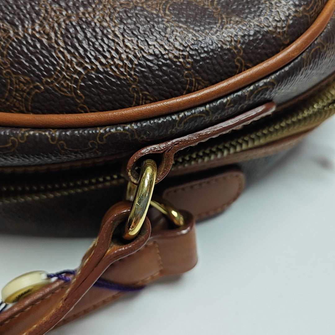 Coated Canvas Top Handle Bag Brown