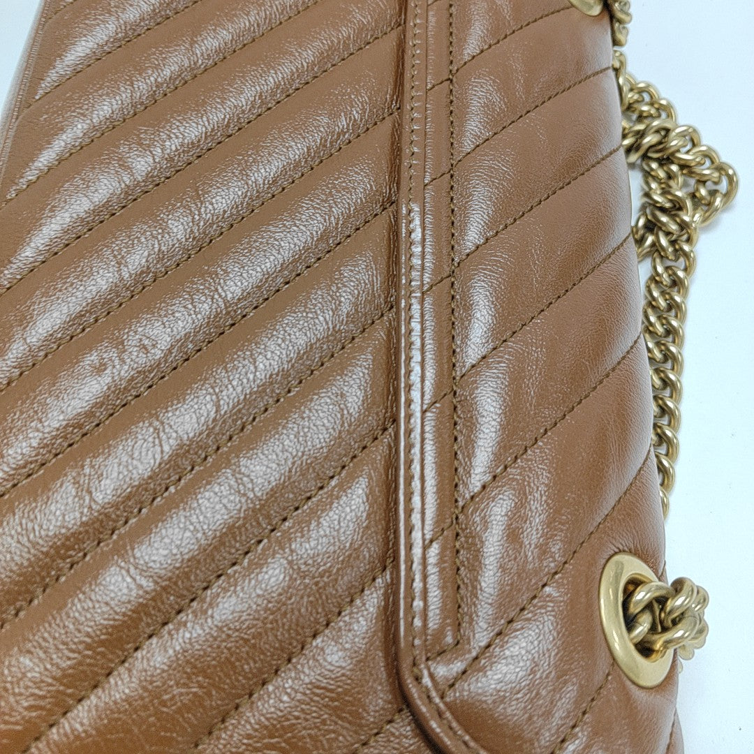 GG Marmont Medium Quilted Calfskin Brown