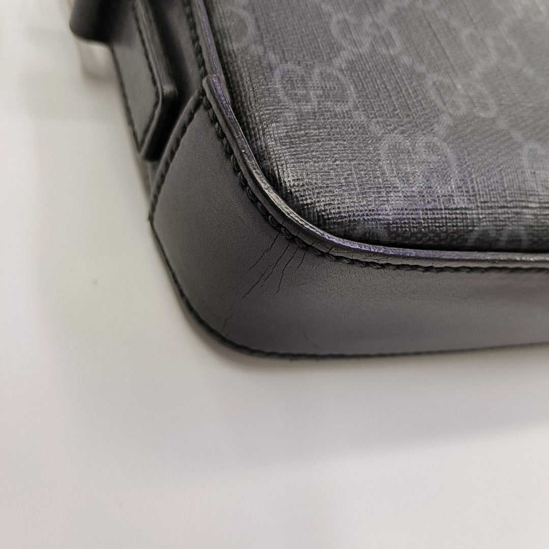 GG Supreme Small Monogram Coated Canvas Black
