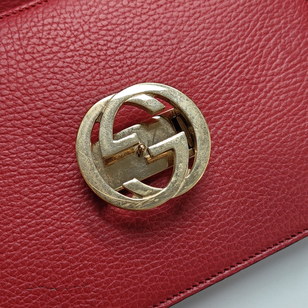 Interlocking G Small Calfskin Red