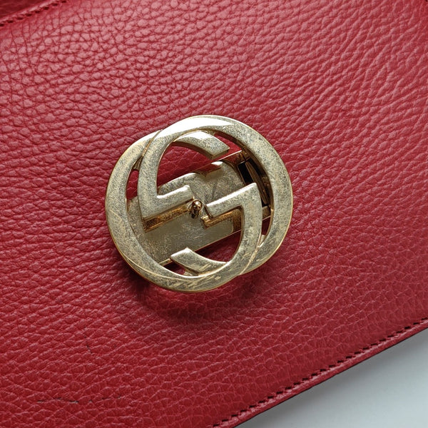 Interlocking G Small Calfskin Red