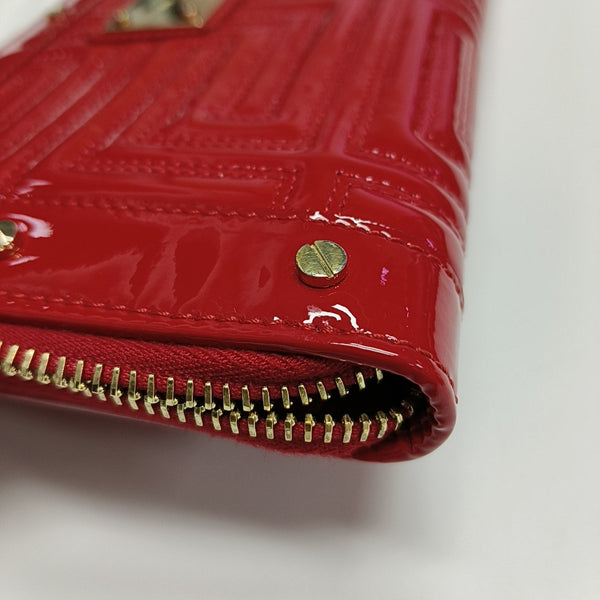 Quilted Patent Leather Wallet Red