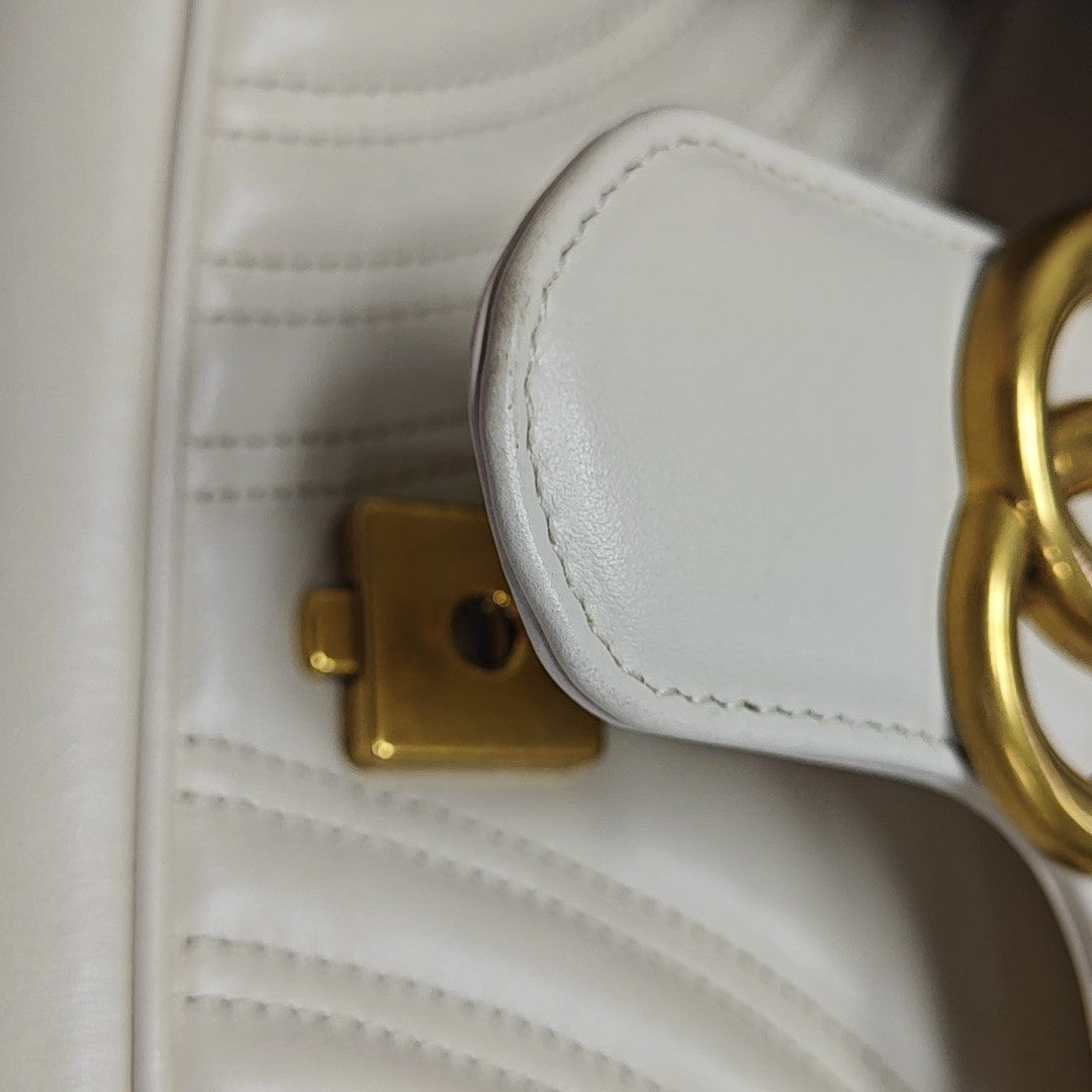 GG Marmont Medium Quilted Calfskin White