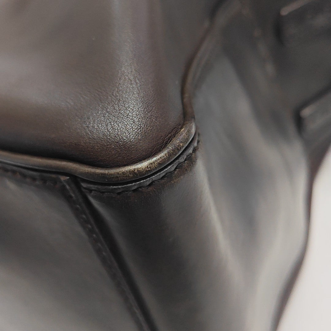 Calfskin Top Handle Bag Brown