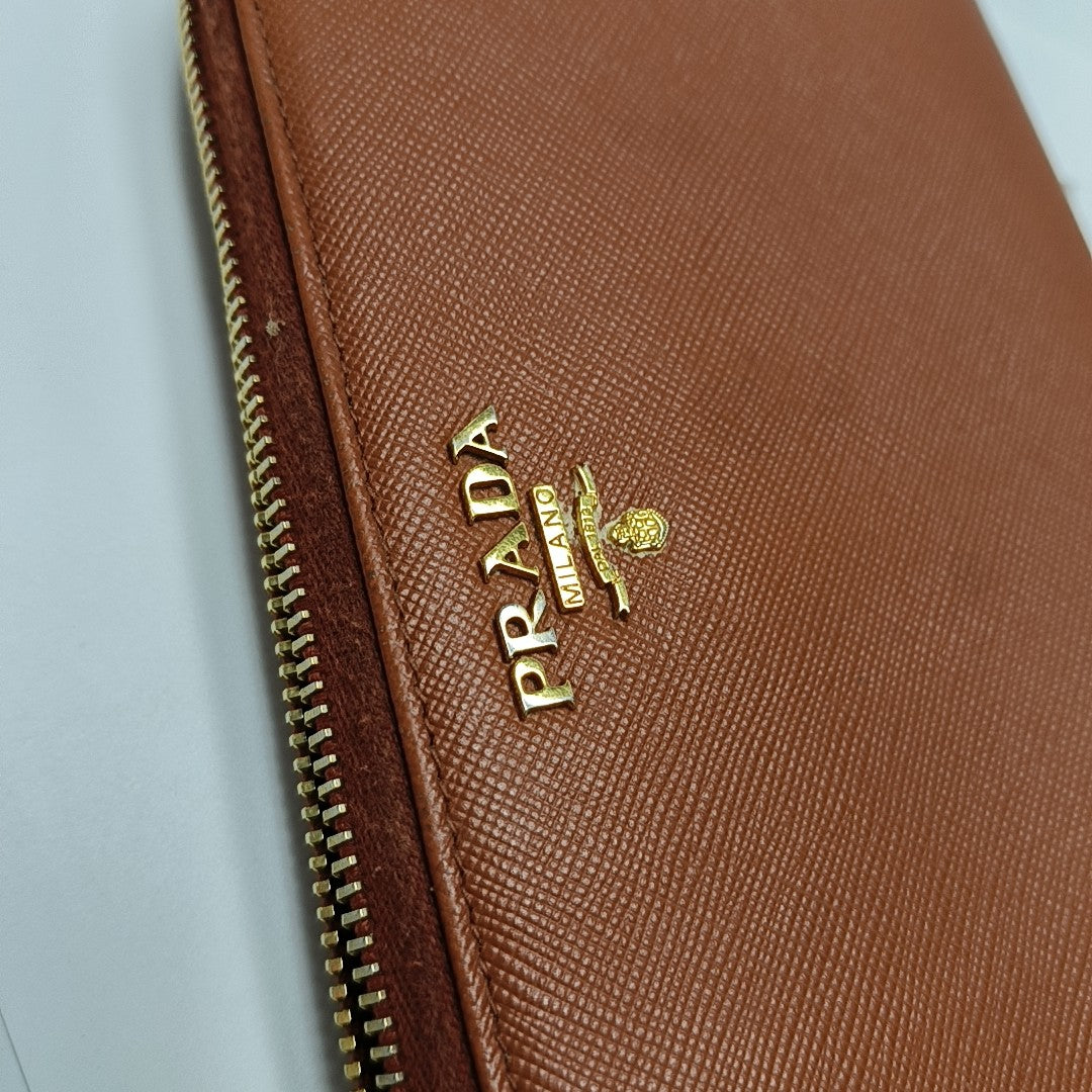 Zippy Wallet Saffiano Calfskin Orange Wallet