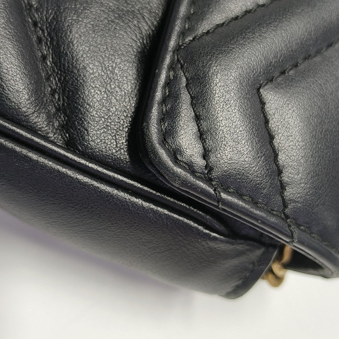GG Marmont Mini Quilted Calfskin Black