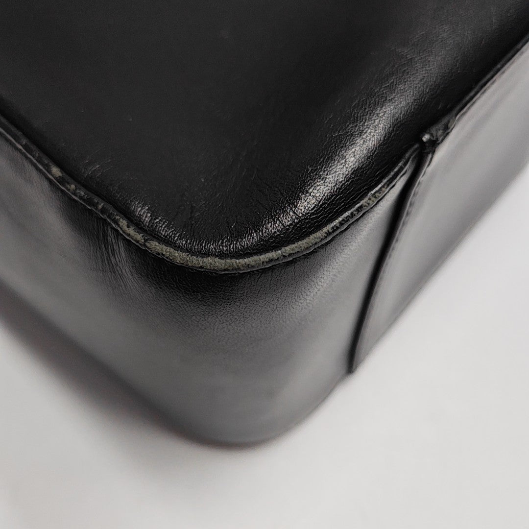 Calfskin Top Handle Bag Black