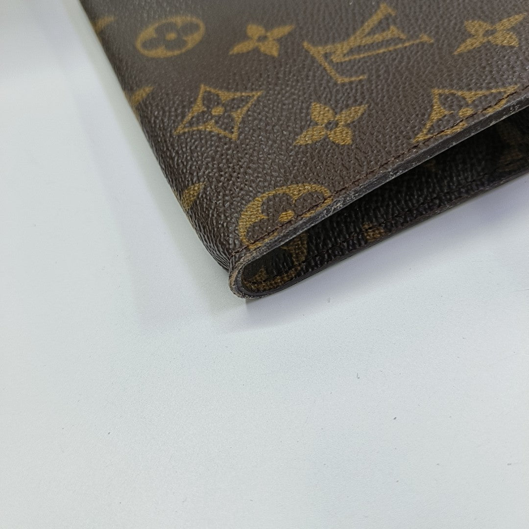 Monogram Coated Canvas Clutch Brown