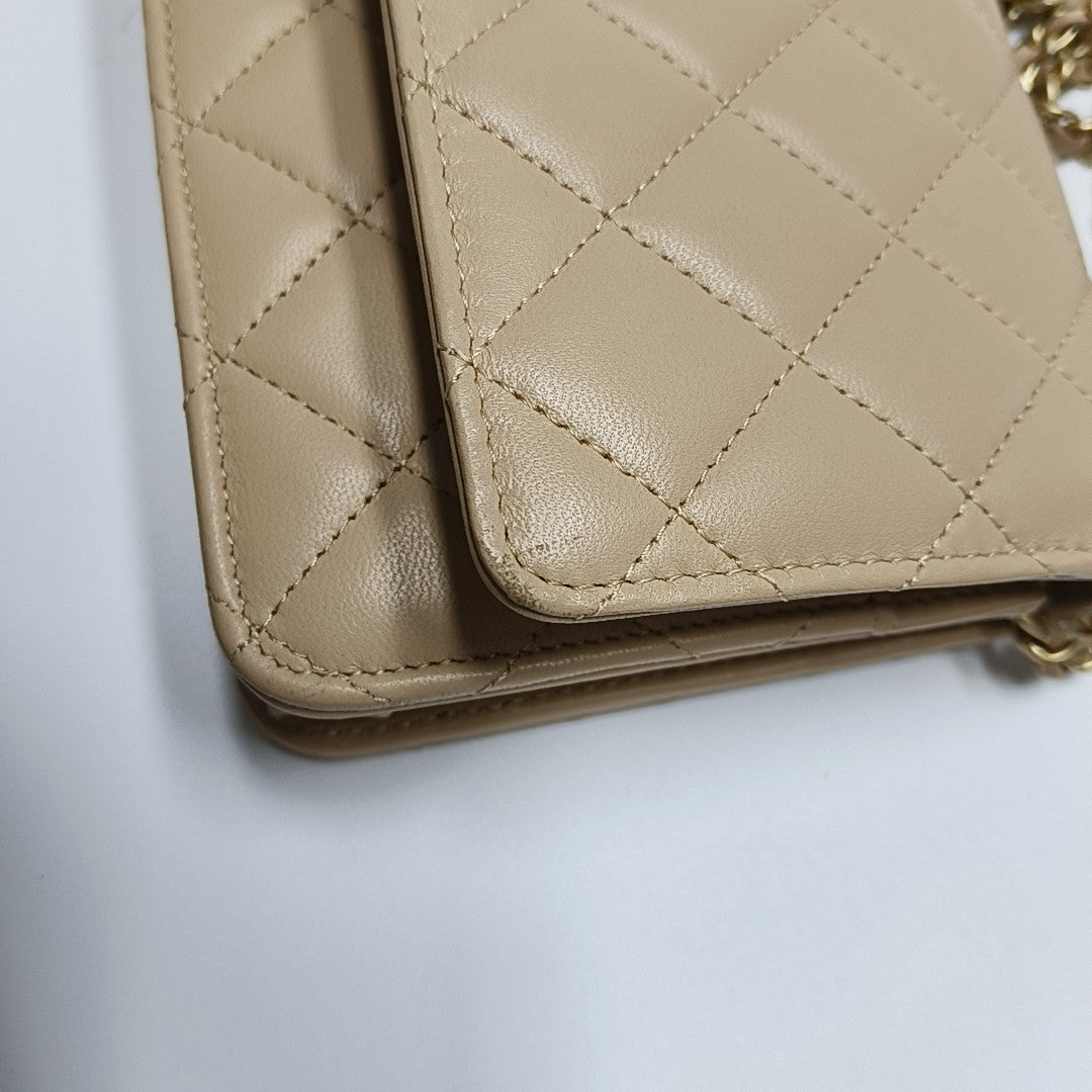 WOC Quilted Lambskin Beige