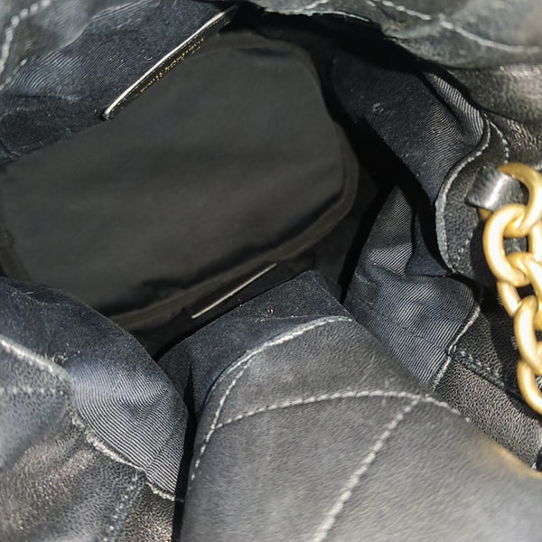 Quilted Lambskin Bucket Bag Black