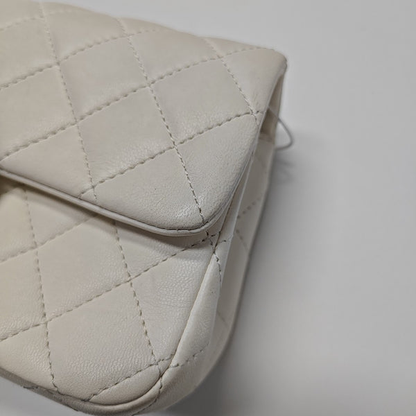 Quilted Lambskin Shoulder Bag White