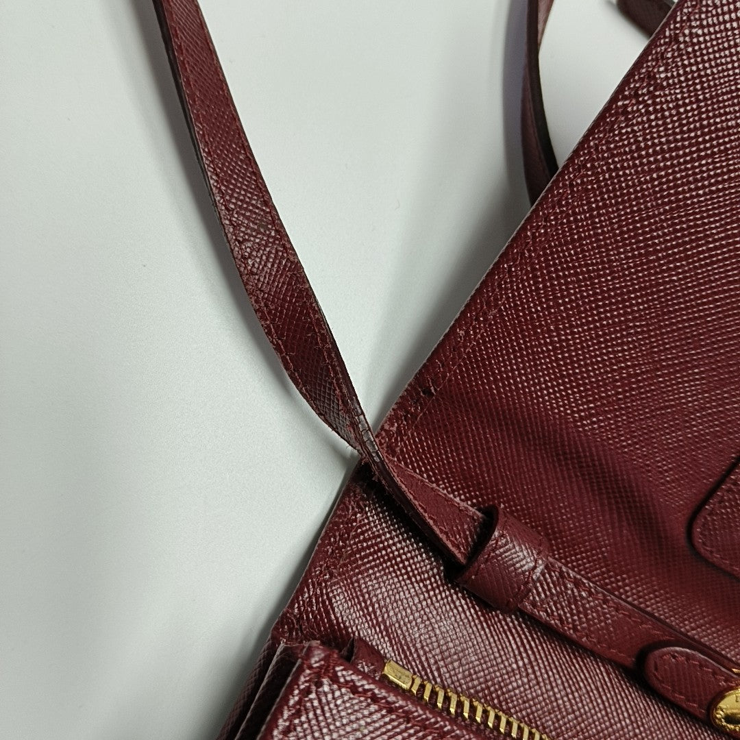 Saffiano Calfskin Shoulder Bag Red