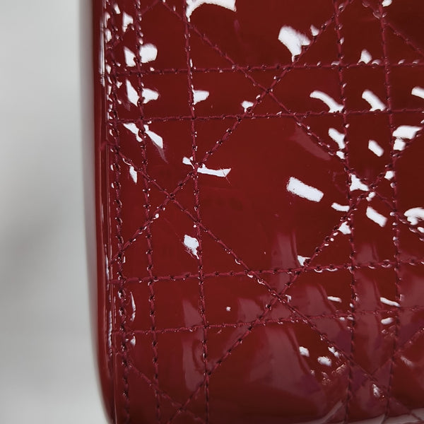 Lady Dior Medium Cannage Patent Leather Red