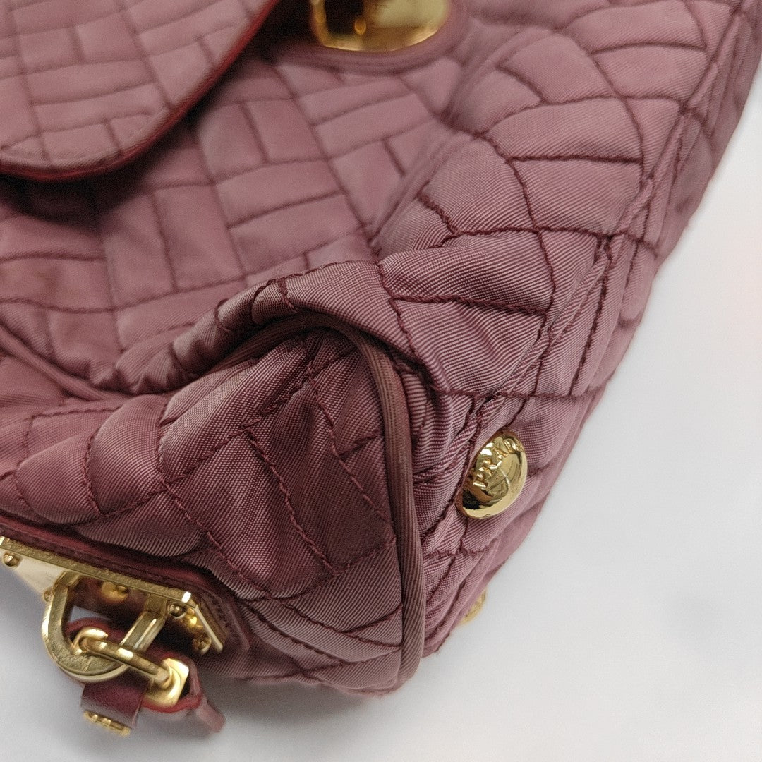 Quilted Nylon Shoulder Bag Pink