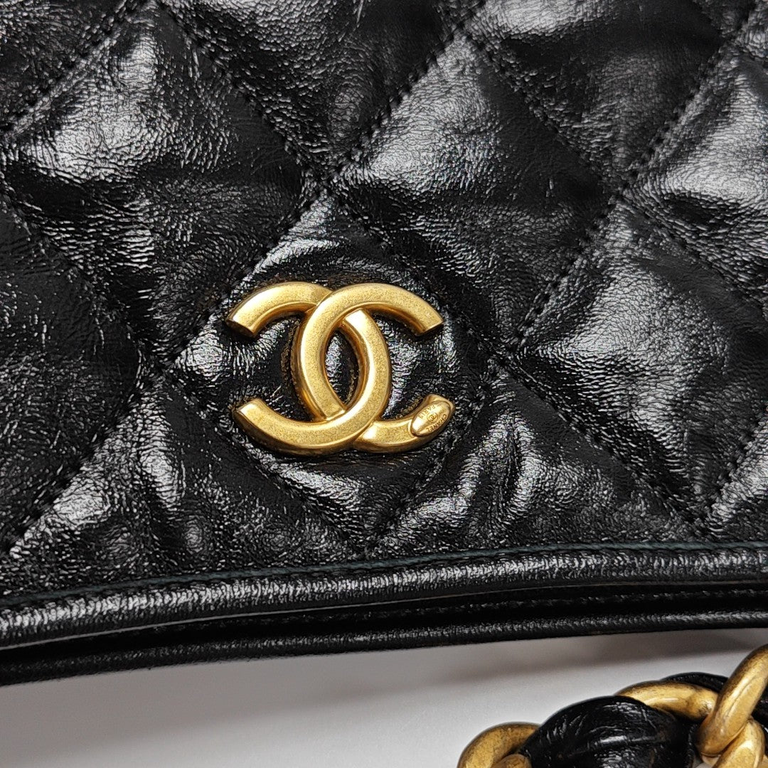 24A Large Quilted Lambskin Black