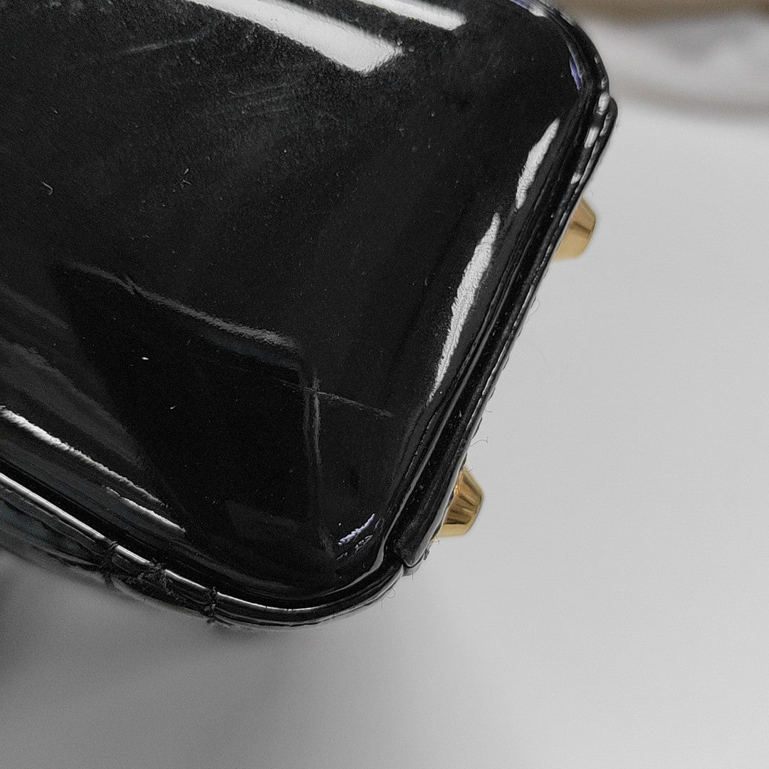 Lady Dior Mini Cannage Patent Leather Black