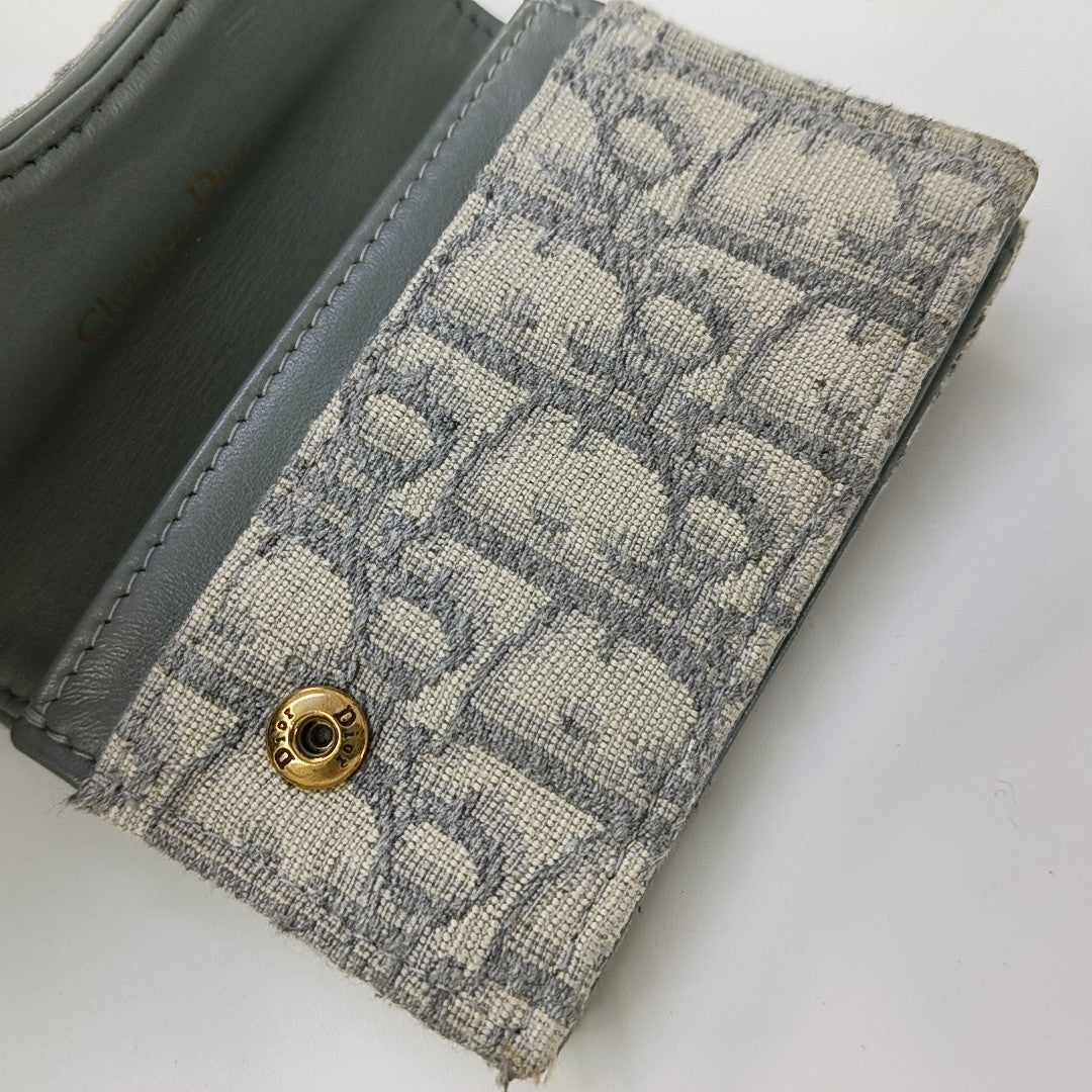 Saddle Mini Oblique Fabric Gray Wallet