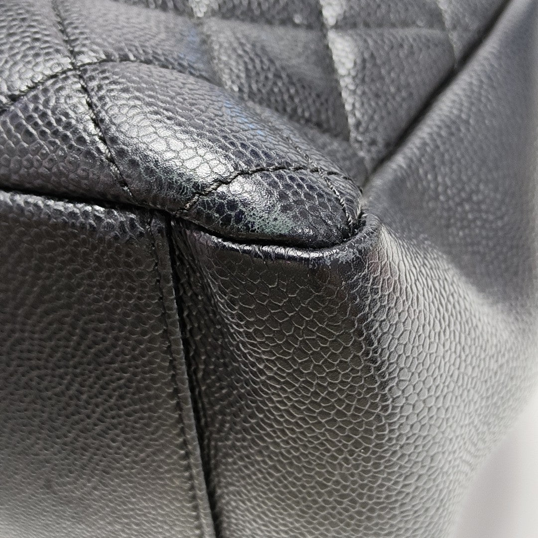 CHANEL GST Large Quilted Grained Calfskin Black