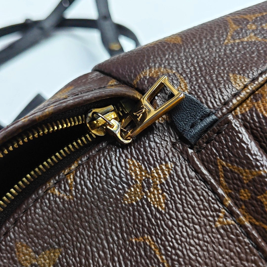 Authenticated pre-owned  PALM SPRINGS Mini Monogram Coated Canvas Brown - Backpack at Looply