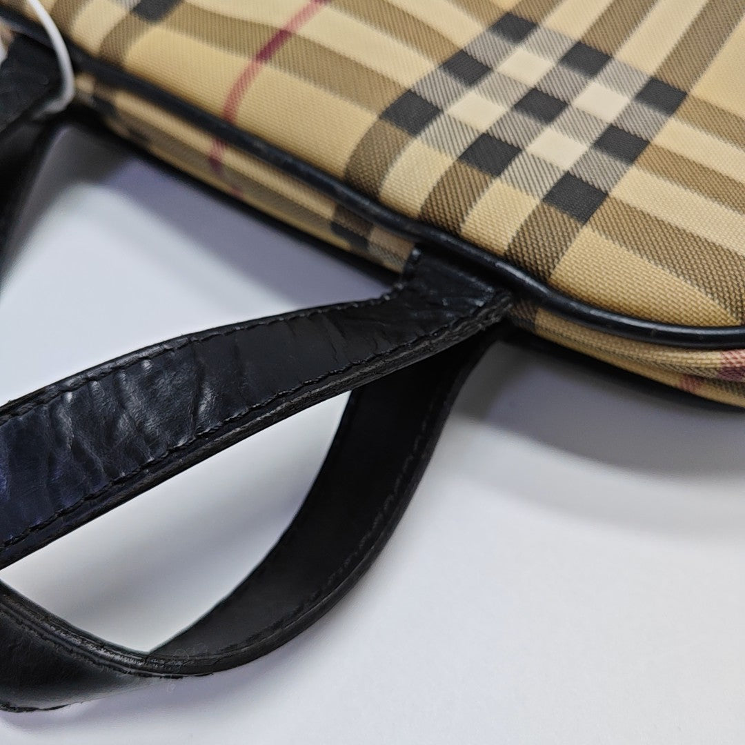 Coated Canvas Top Handle Bag Beige