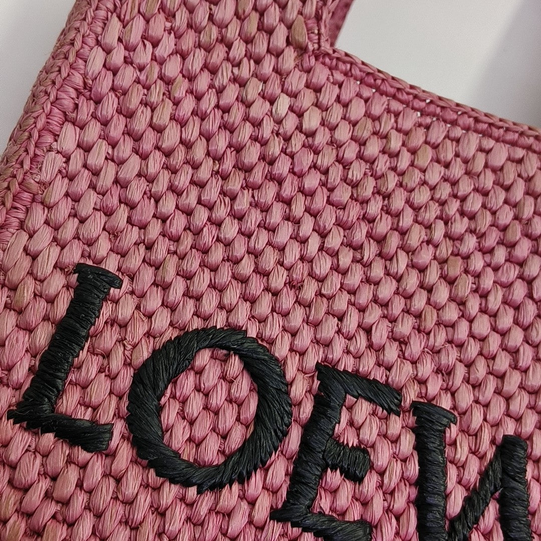 Font Tote Straw Pink