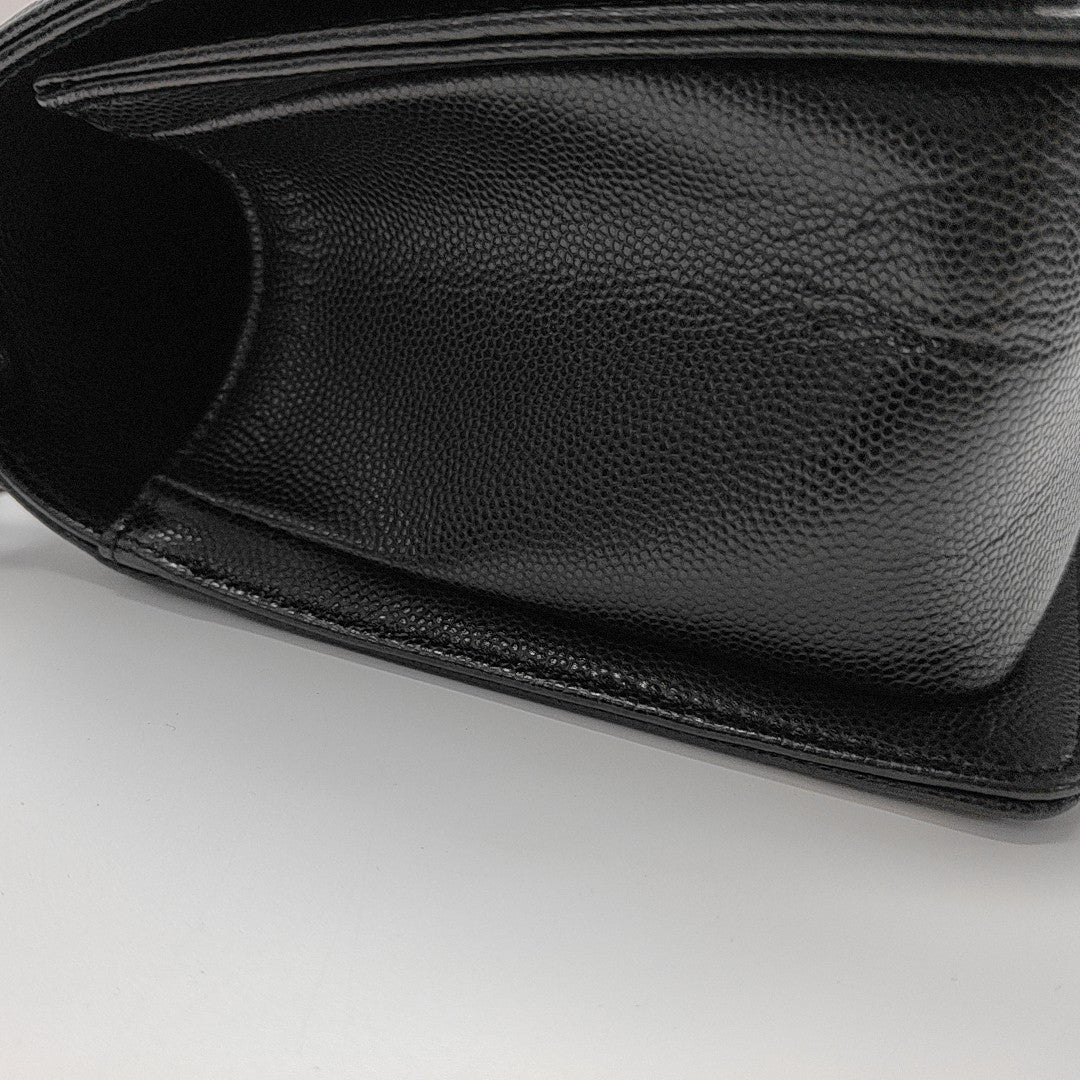 BOY CHANEL Medium Quilted Grained Calfskin Black