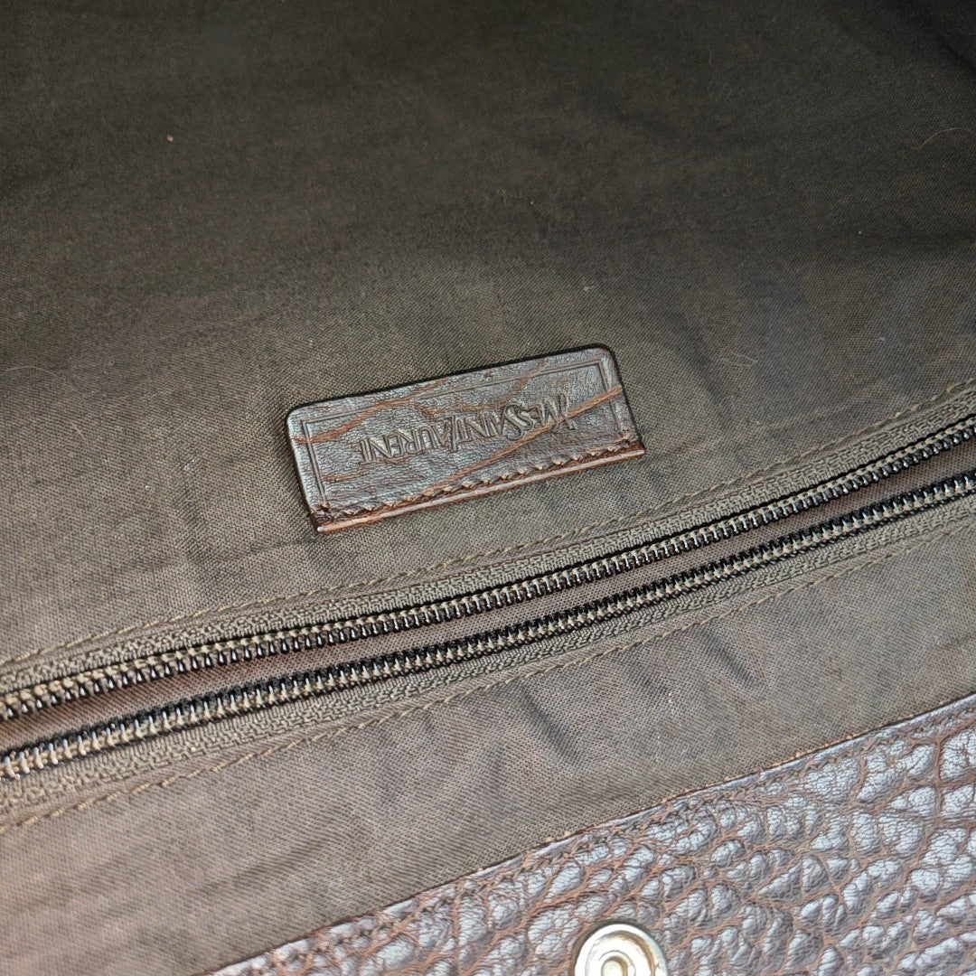 Fabric Top Handle Bag Brown