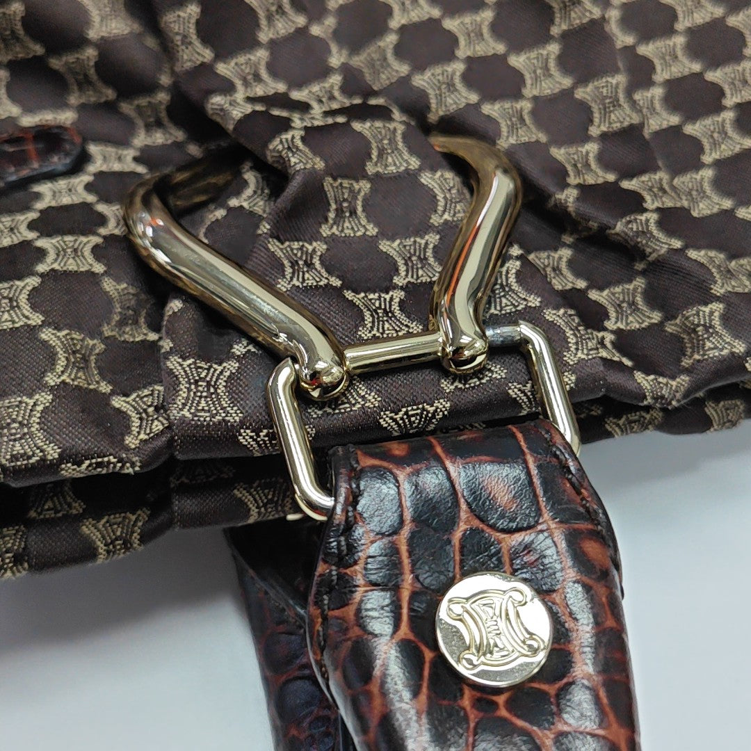 Fabric Top Handle Bag Brown