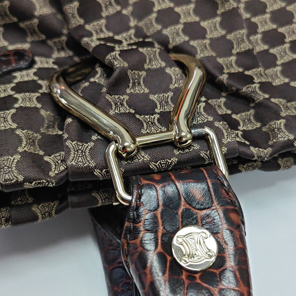 Fabric Top Handle Bag Brown