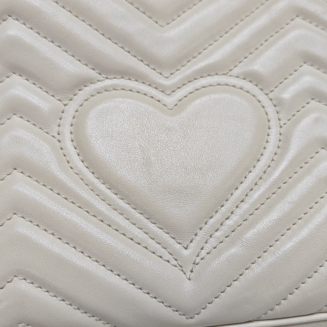 GG Marmont Medium Quilted Calfskin White