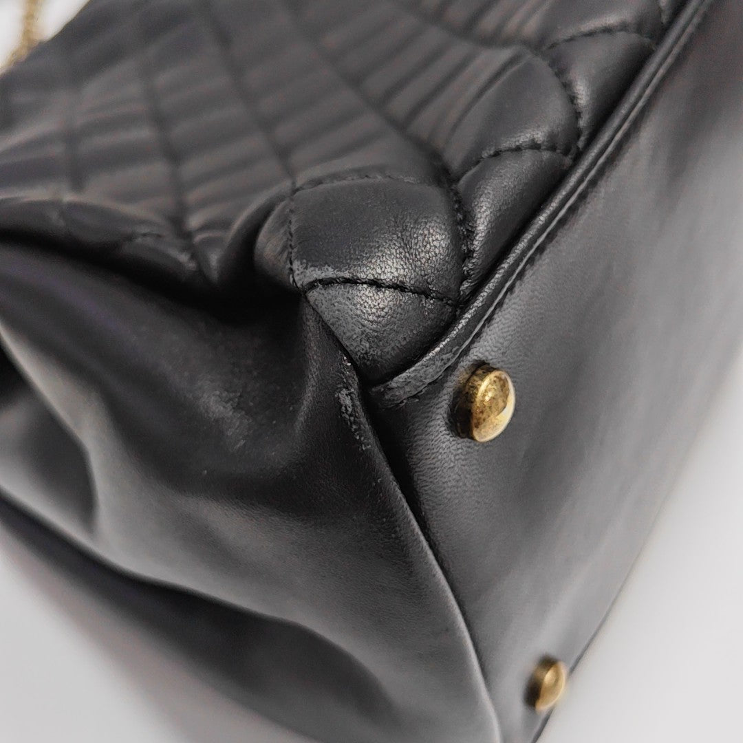 JUST MADEMOISELLE Large Quilted Lambskin Black