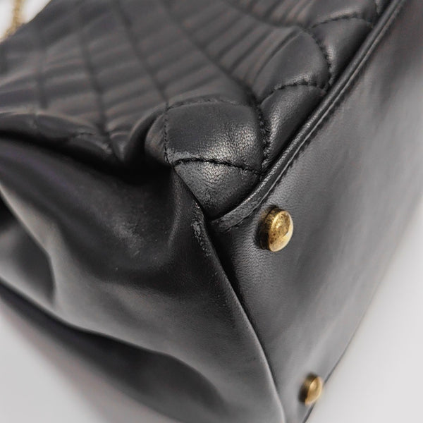 JUST MADEMOISELLE Large Quilted Lambskin Black