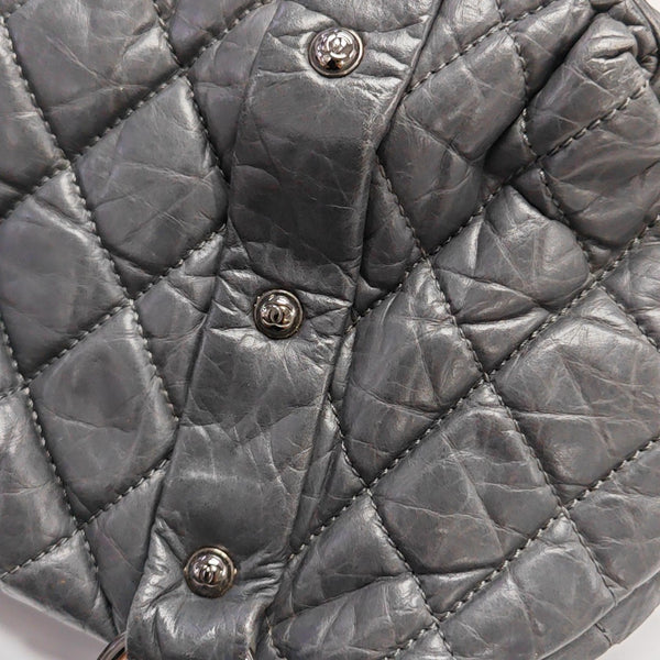 Quilted Calfskin Top Handle Bag Gray