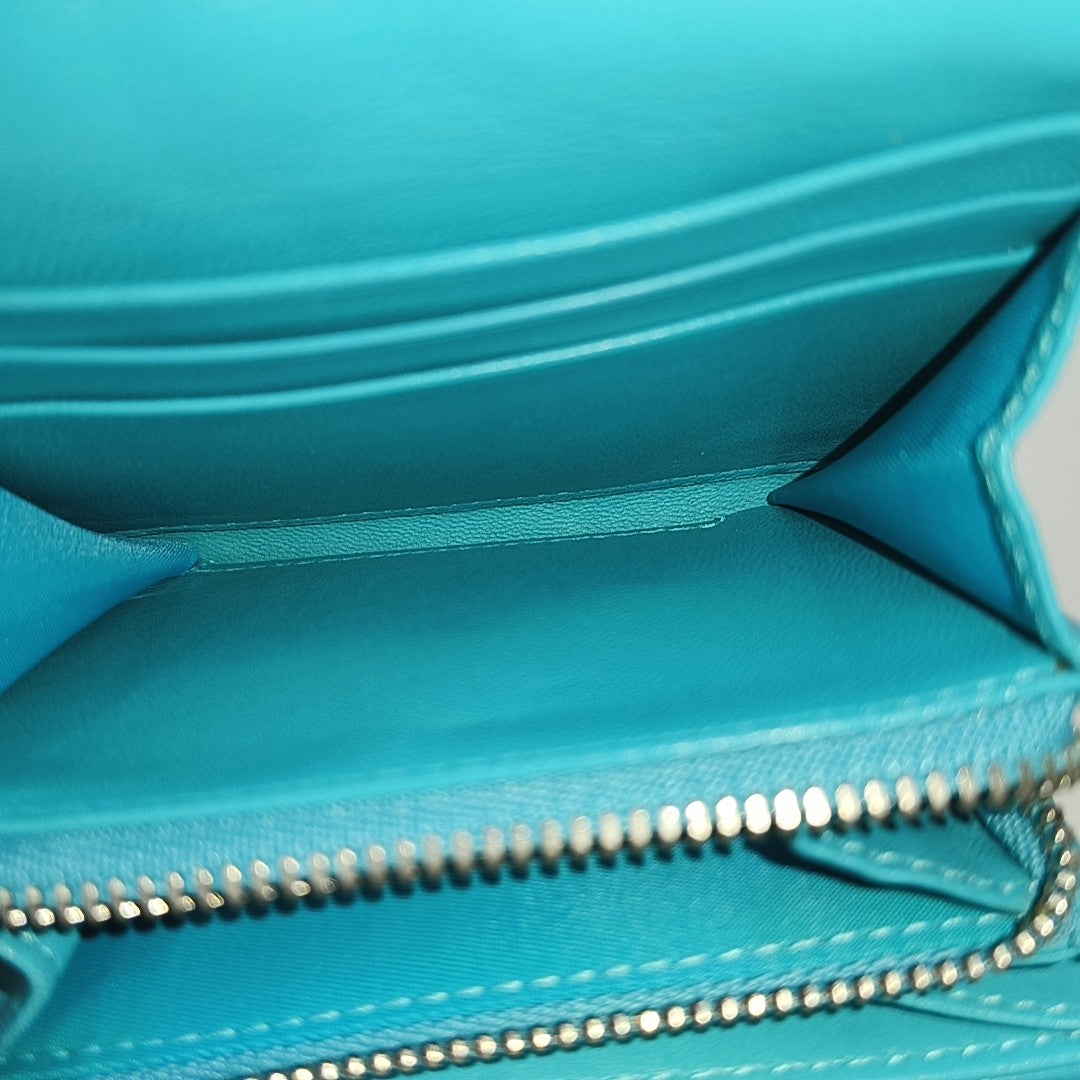 Lady Dior Cannage Lambskin Blue Wallet