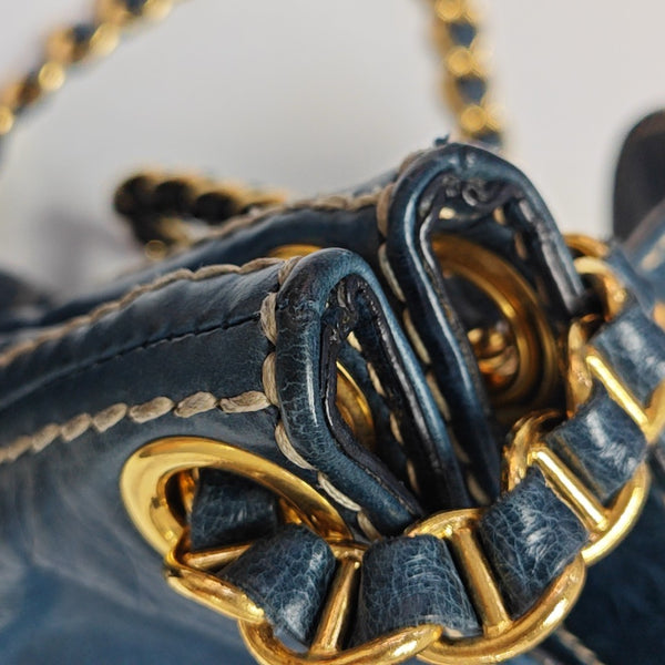 Calfskin Shoulder Bag Blue