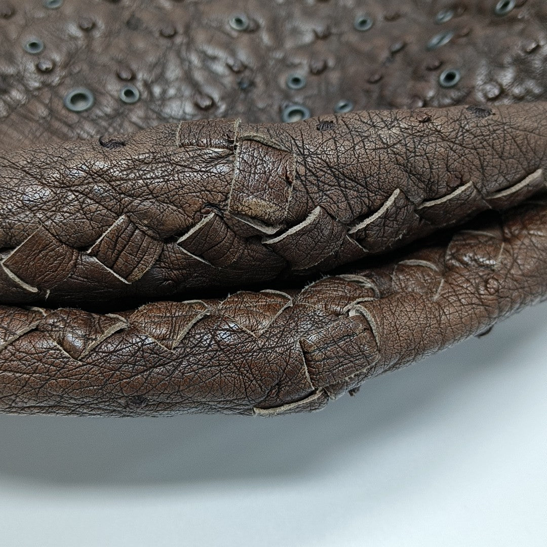 Ostrich Top Handle Bag Brown