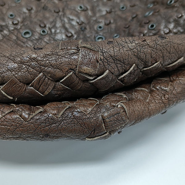 Ostrich Top Handle Bag Brown
