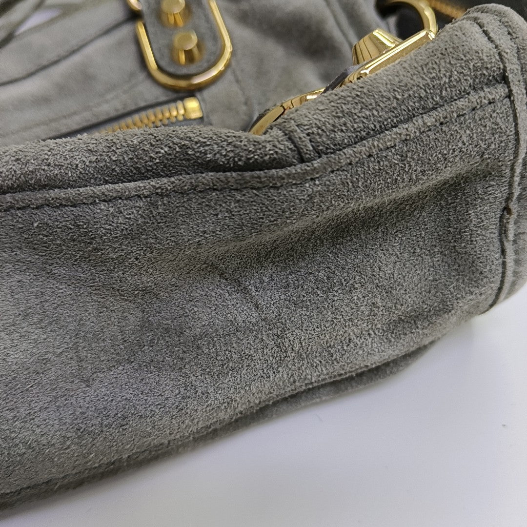 Classic Metallic Edge City Mini Suede Gray