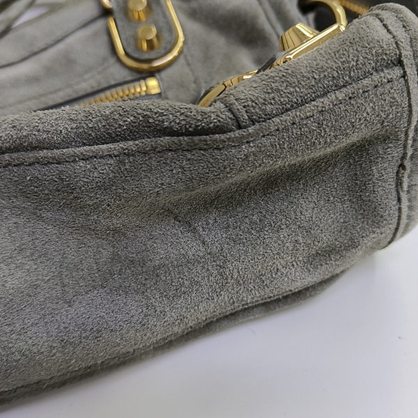 Classic Metallic Edge City Mini Suede Gray