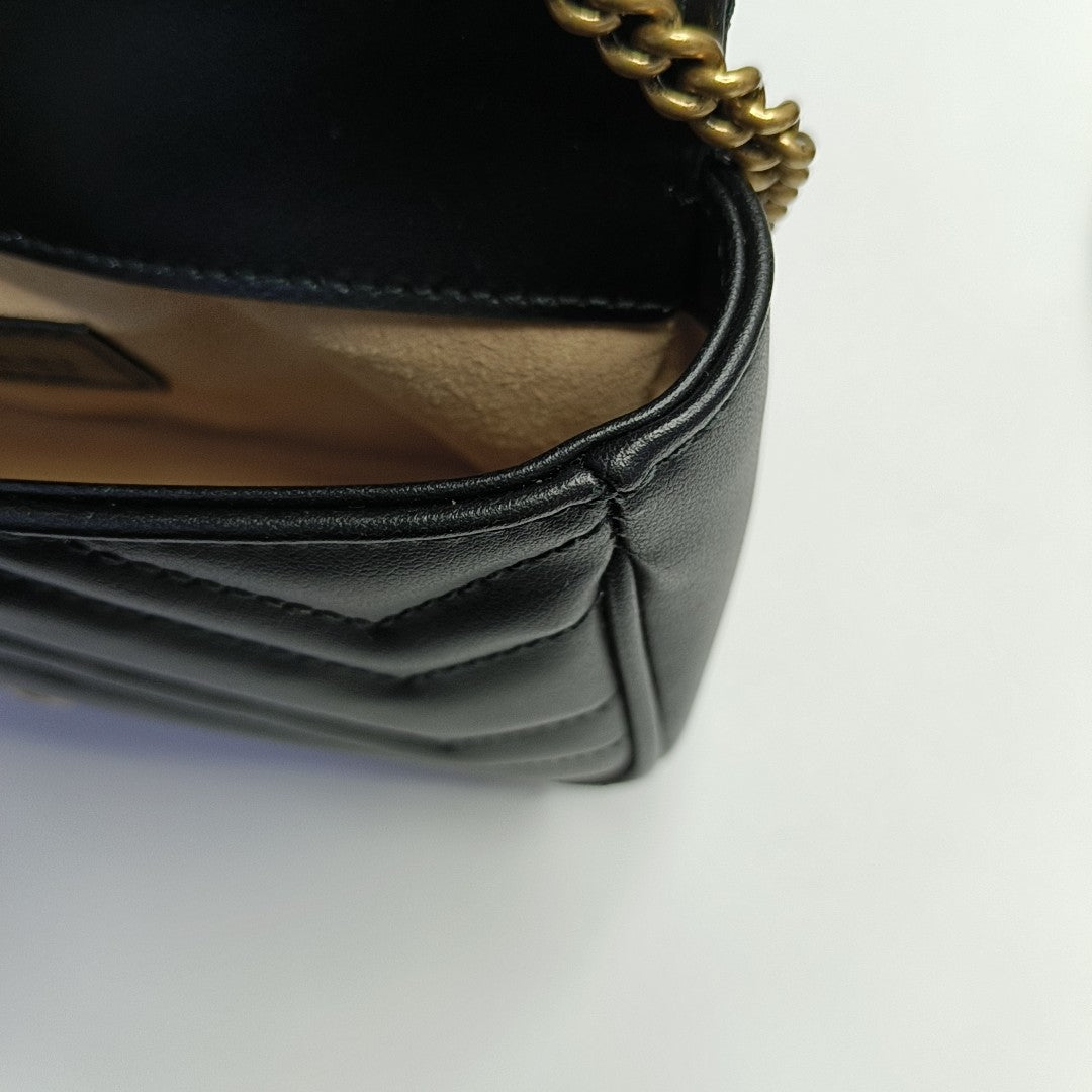 GG Marmont Mini Quilted Calfskin Black