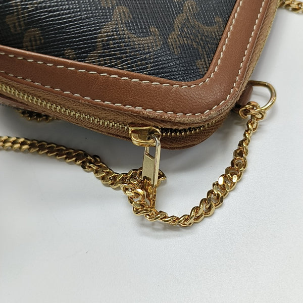 Authenticated pre-owned  TRIOMPHE CANVAS Mini Coated Canvas Brown - Shoulder Bag at Looply