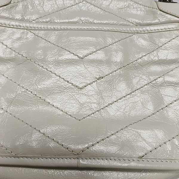 NIKI Small Chevron Calfskin White