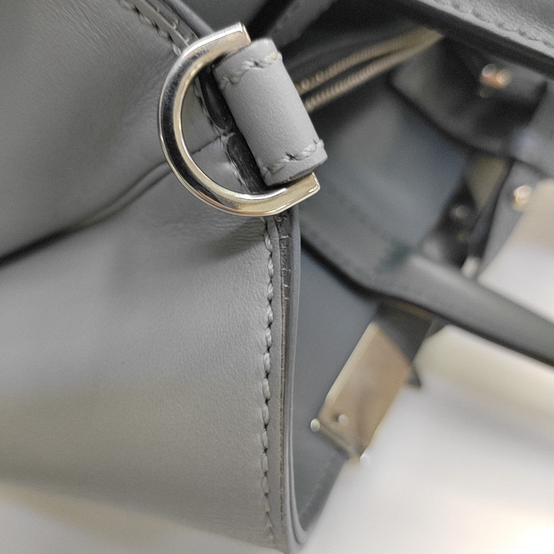 Leather Tote Bag Blue