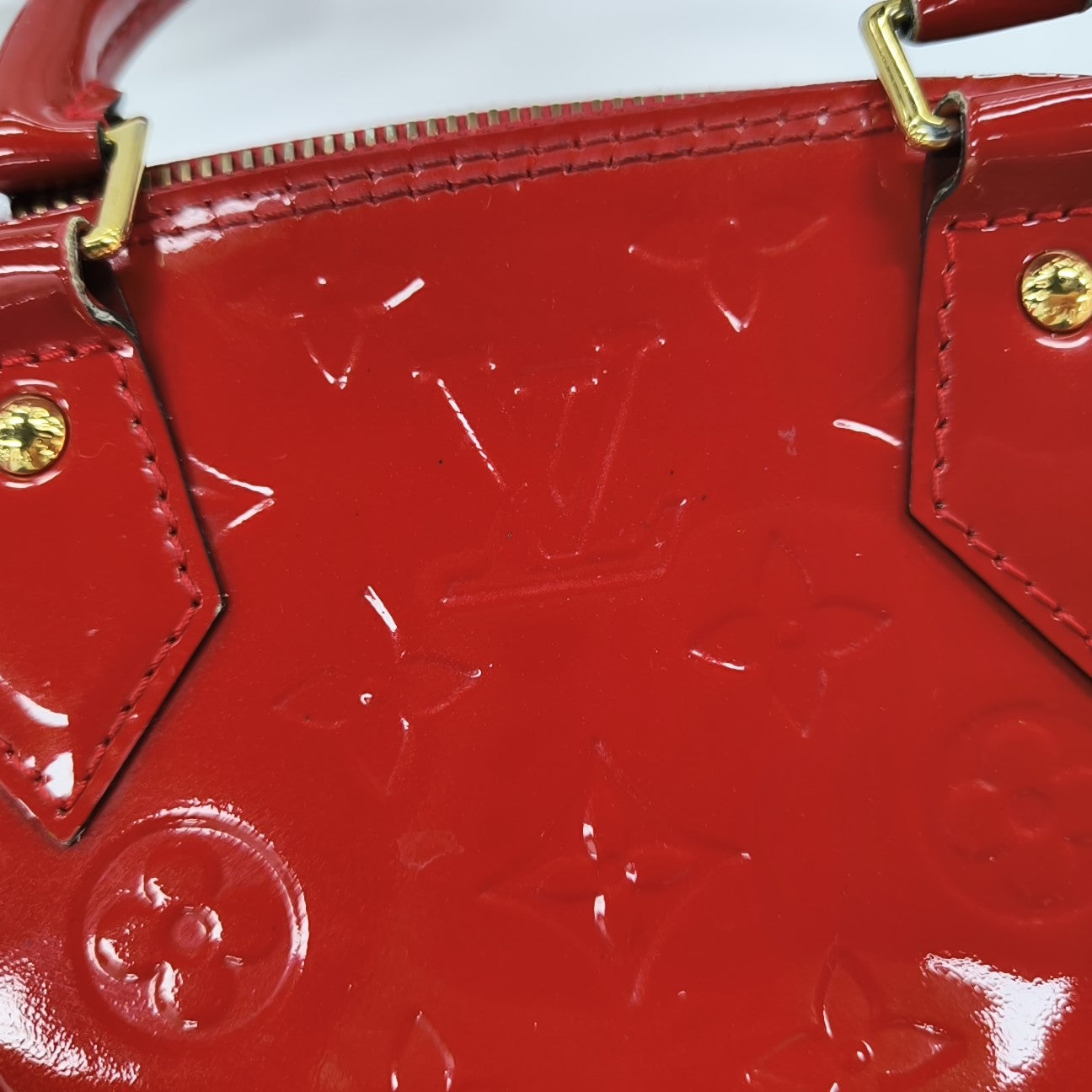 ALMA BB Monogram Patent Leather Red