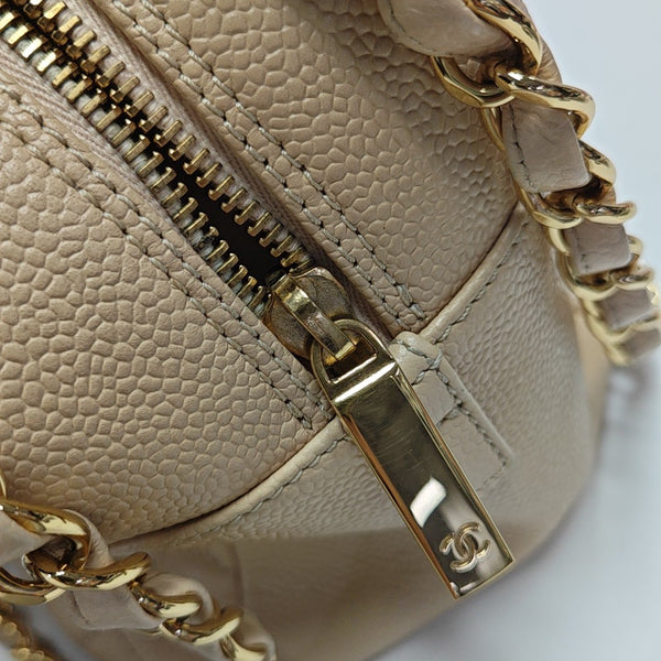 CHANEL PETITE Quilted Grained Calfskin Beige
