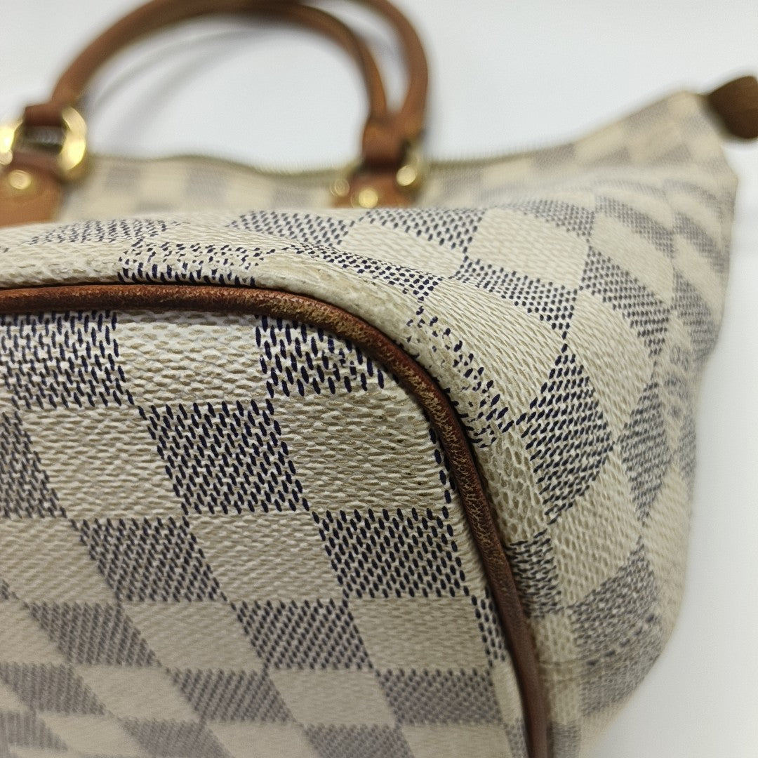 SALEYA PM Damier Azur Coated Canvas White
