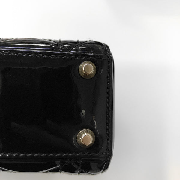 Lady Dior Mini Cannage Patent Leather Black