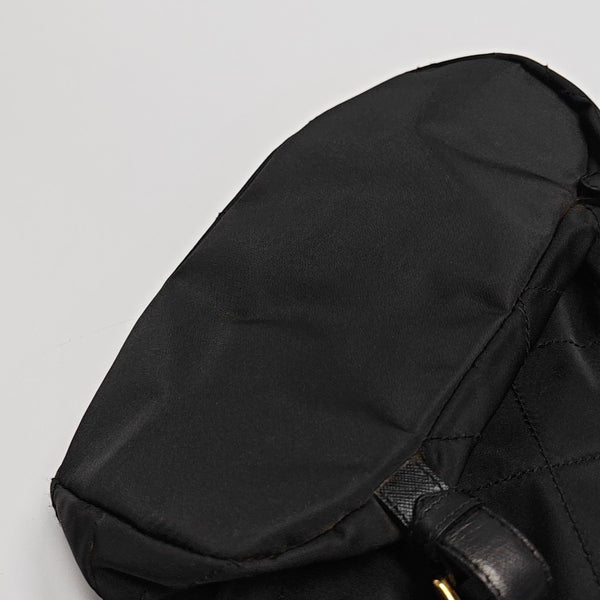 Quilted Nylon Backpack Black